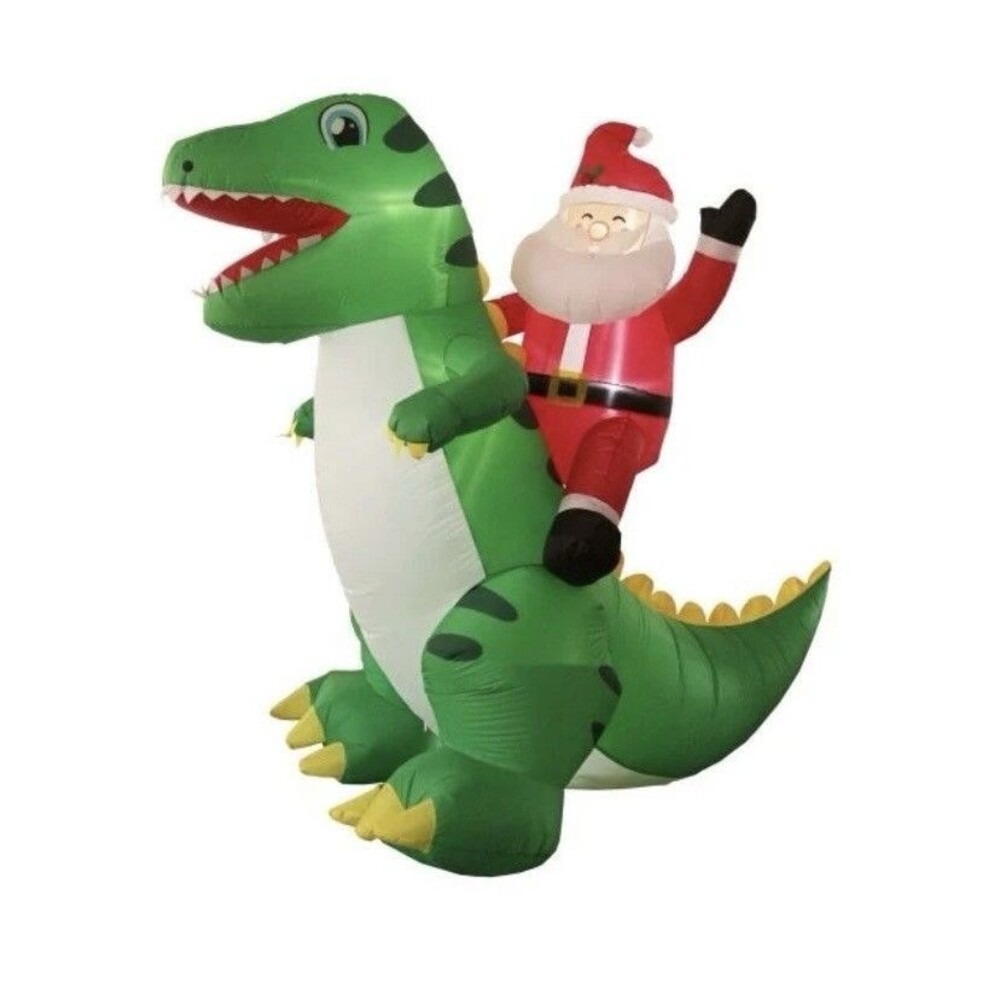 Christmas Santa Claus Riding Green Dinosaur Inflatable Yard Decoration Xmas Deco
